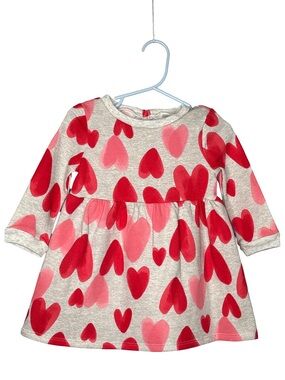 Carter's Toddler Heart Print Sweater Dress Fleece Lined 12M